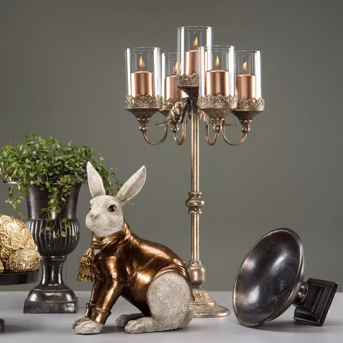 Kandelaber Blockljus 5-arm G.brun