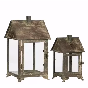 Lykta Hus Metall Grön 2st