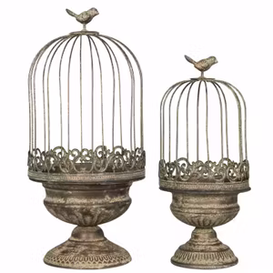 Planteringsbur Fågel Metall Grön 2pk