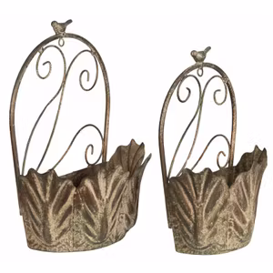 Väggampel Fågel Metall Grön 2st