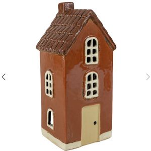 Keramikhus Brunt med tegeltak H 17cm