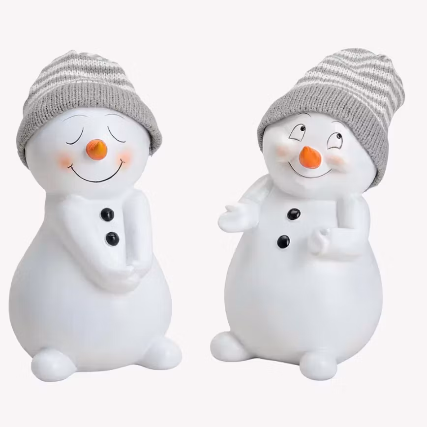 Snögubbe med grå randig mössa stor