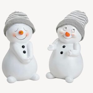 Snögubbe med grå randig mössa stor