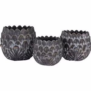 Britta Kruka i Betong, Small – Antik Svart/Guld