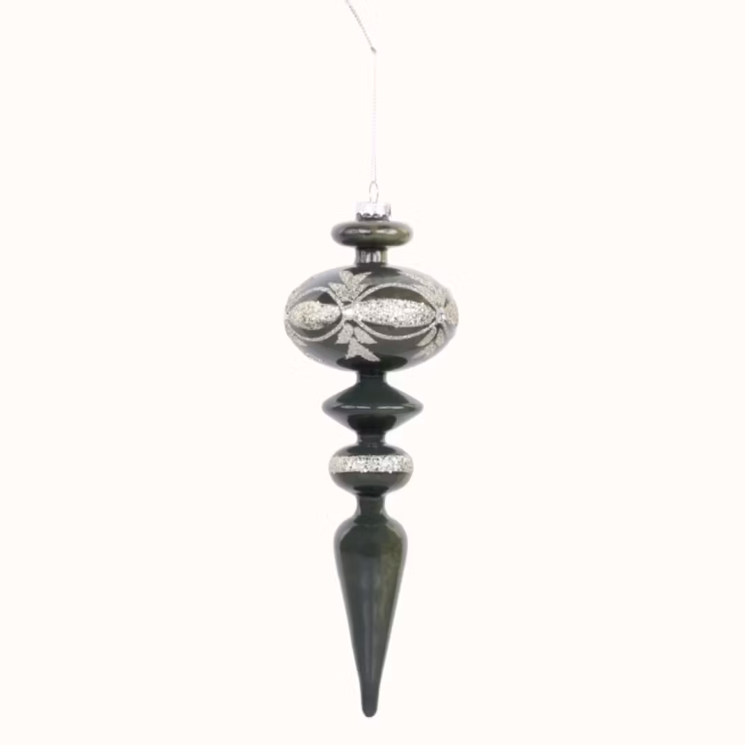 Ornament i glas m. glimmer