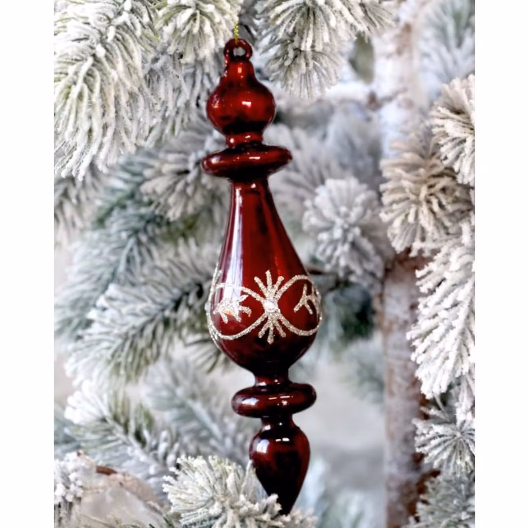 Ornament i glas m. glimmer
