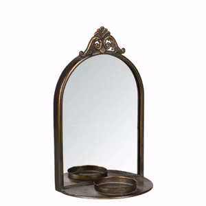 Spegel Insi Med Ljushållare Antik Mässing