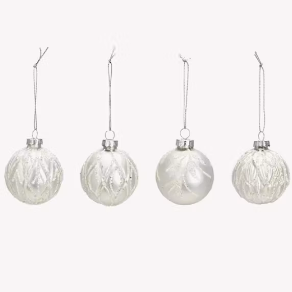 Julkulor vita/silver/glitter 4pk