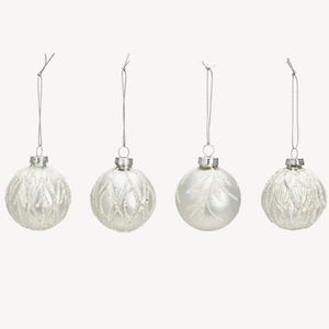 Julkulor vita/silver/glitter 4pk