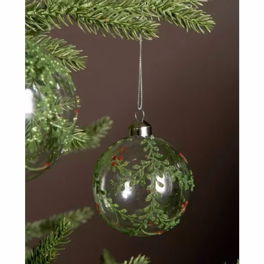 Julkula Glaskula Flora Ø10cm - 2pk