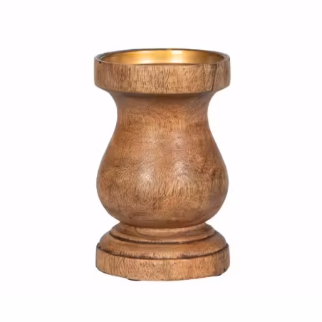 Ljusstake Blockljus Trä Brun S