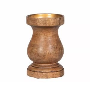 Ljusstake Blockljus Trä Brun S