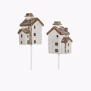 Hus Stick Vit/Brun Poly 1st Mellan