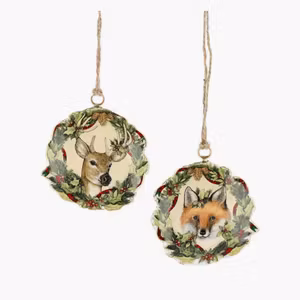 Emaljhänge Nostalgi Hjort/Räv Mix 2pk