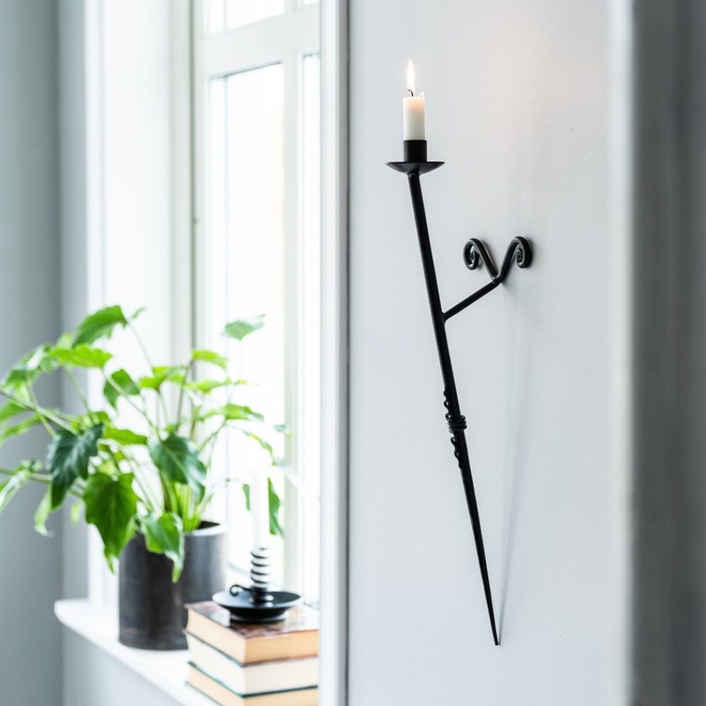 Väggljusstake Svart 50%