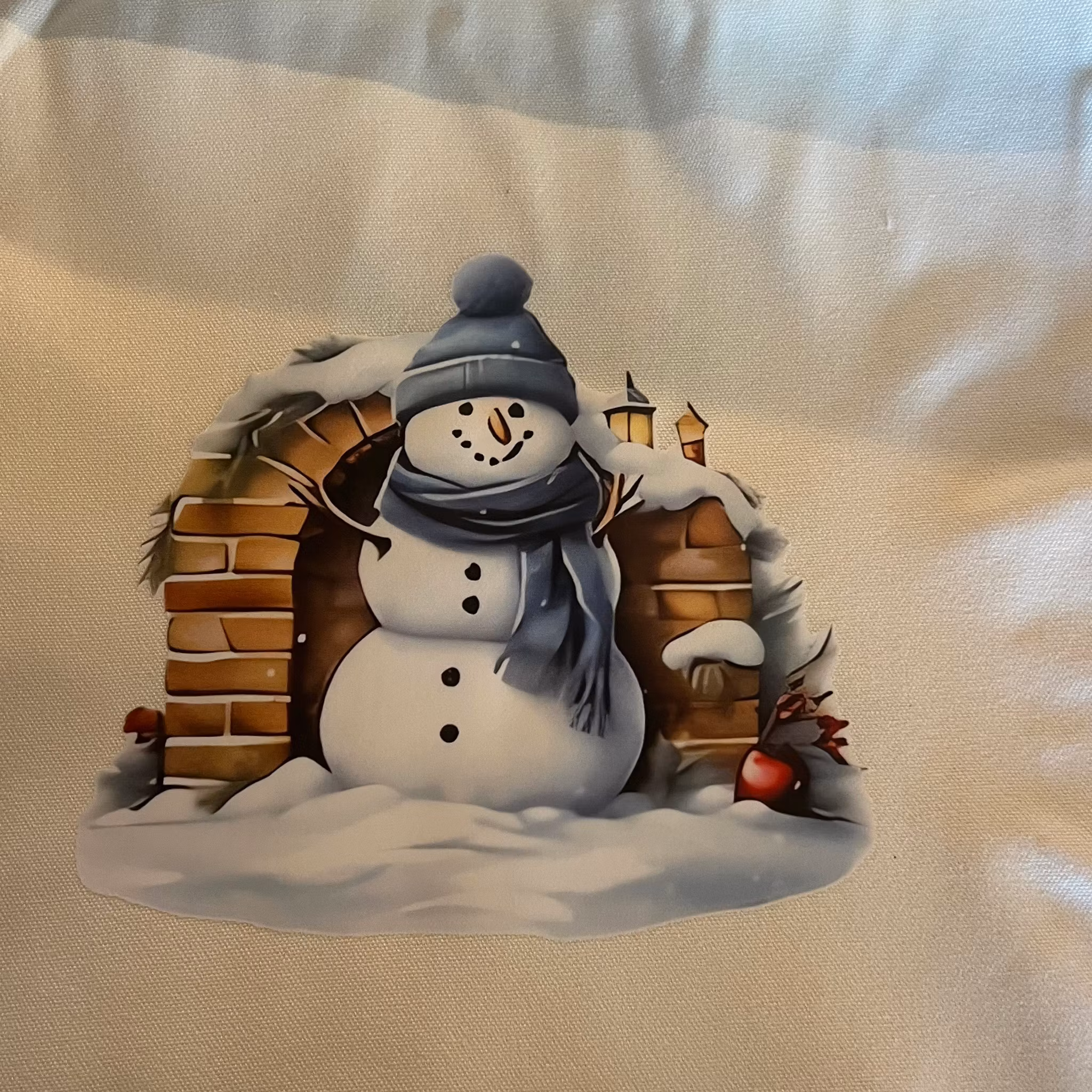 Väska Canvas Cream Mellan med tryck
