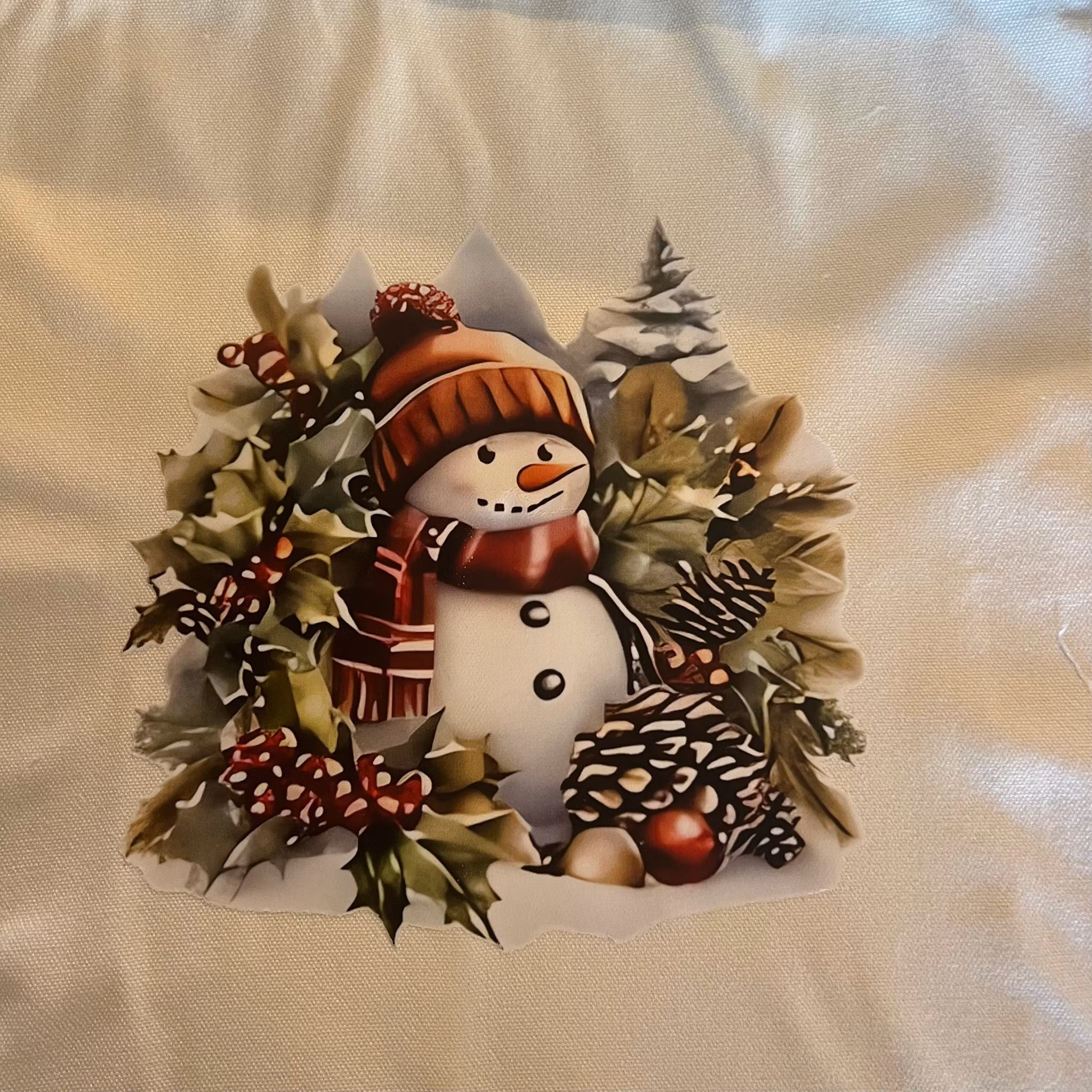 Väska Canvas Cream Mellan med tryck
