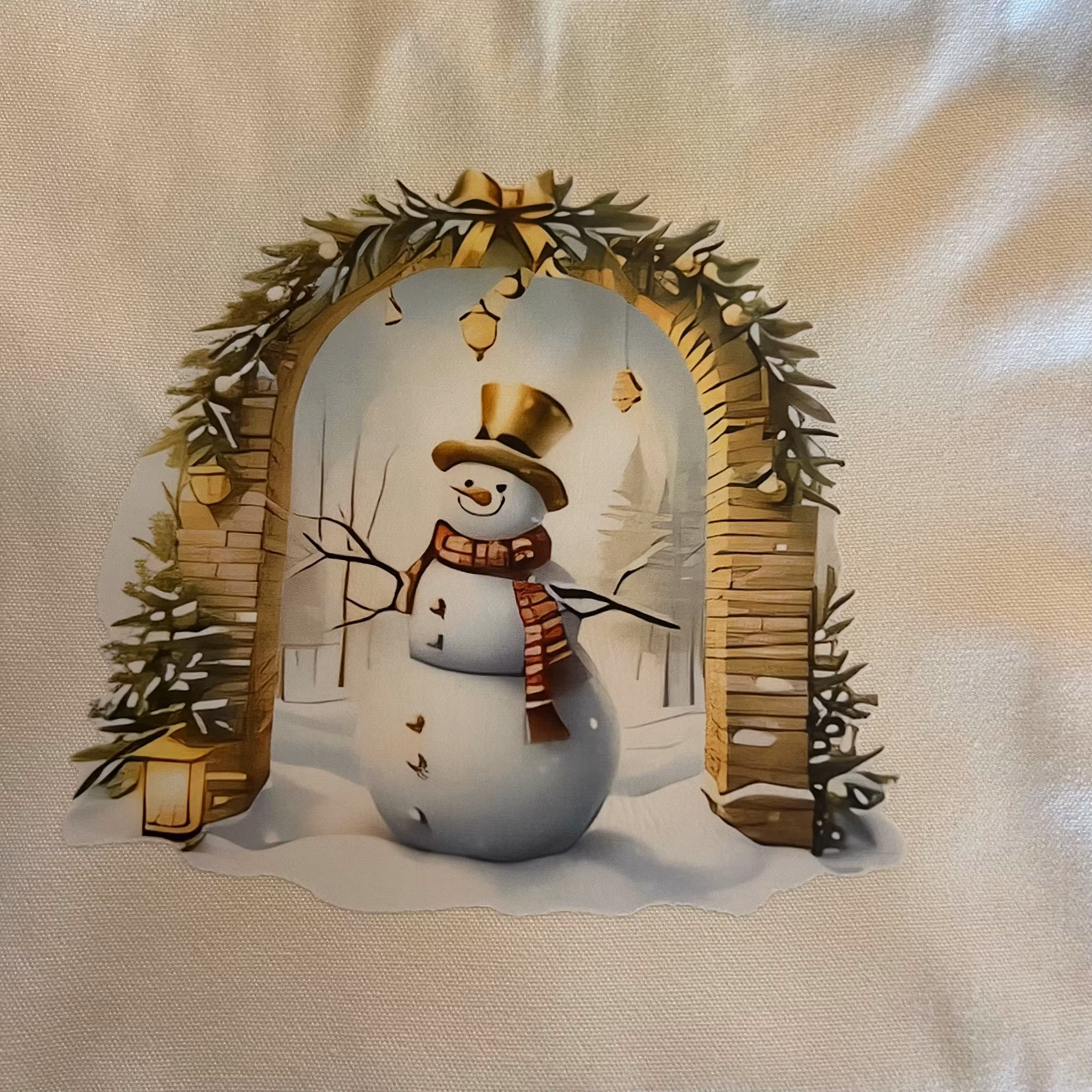Väska Canvas Cream Mellan med tryck