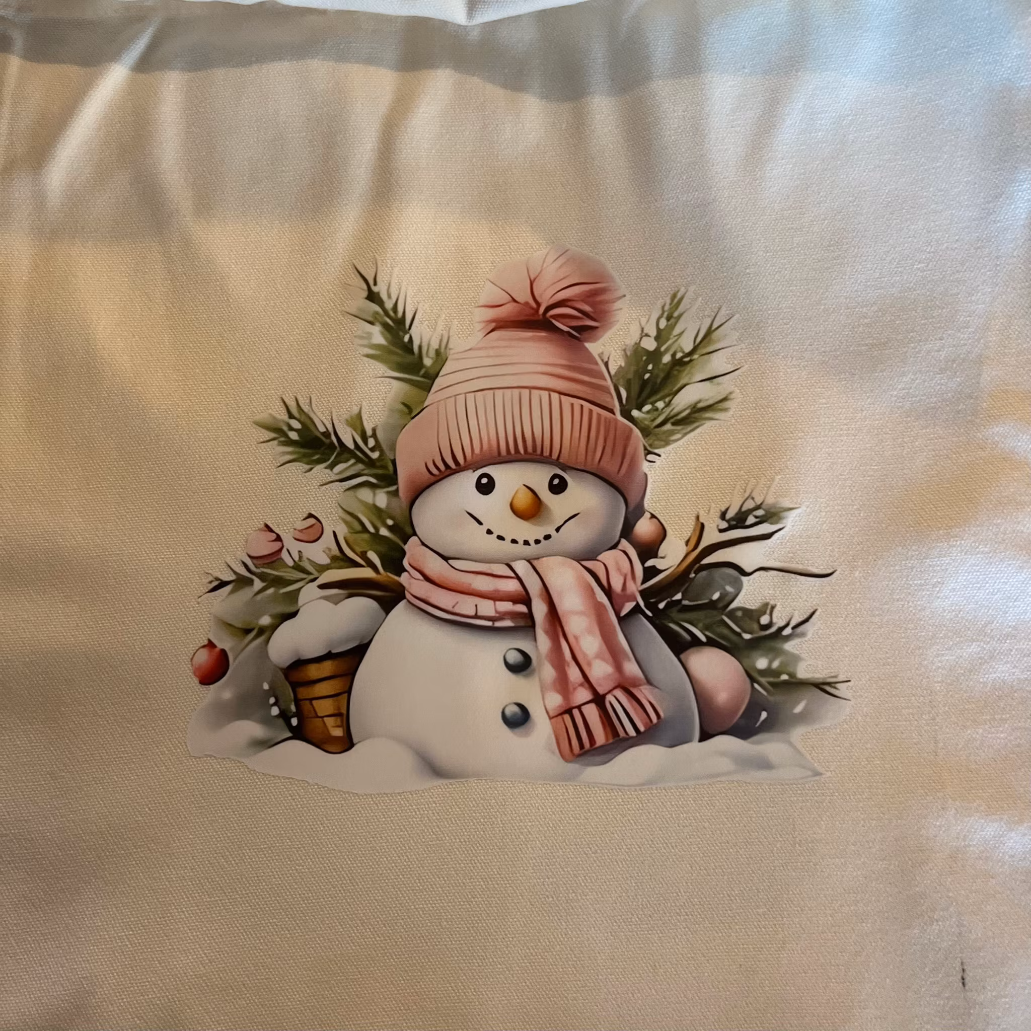 Väska Canvas Cream Mellan med tryck