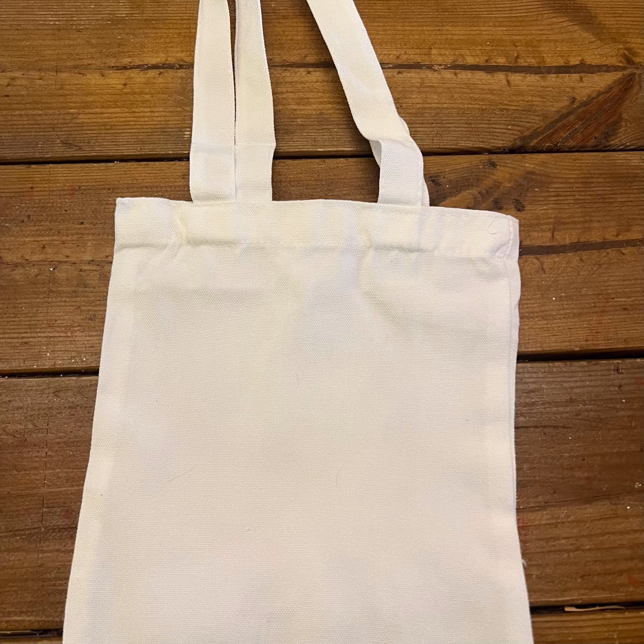 Vit canvas väska liten med tryck