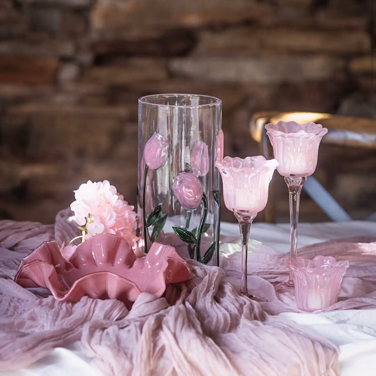 Vas Tulpaner Rosa Stor