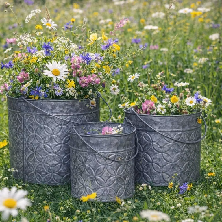 ZINK METALLSKÅL Sett om 3st