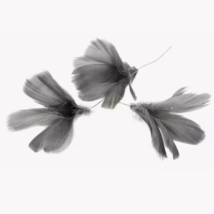 Fjäder Trådad Blom Mörkgrå 12pk