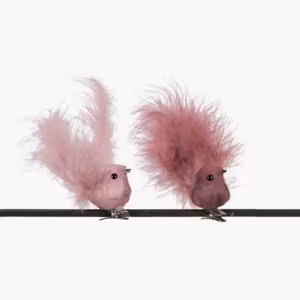 Clip Fågel Fjäder Mix Mörkrosa 2 pk