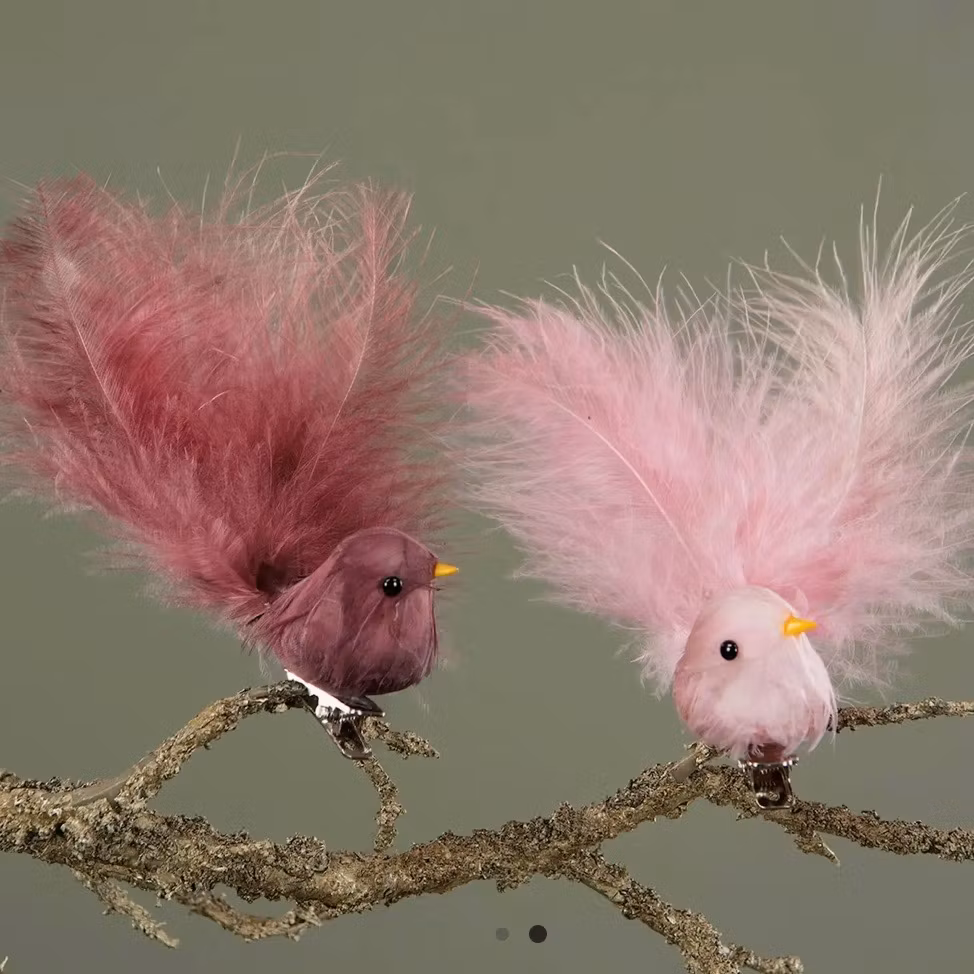 Clip Fågel Fjäder Mix Mörkrosa 2 pk