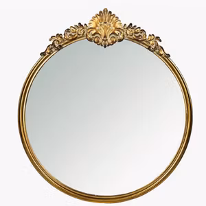 Spegel Rund Ornament Guld