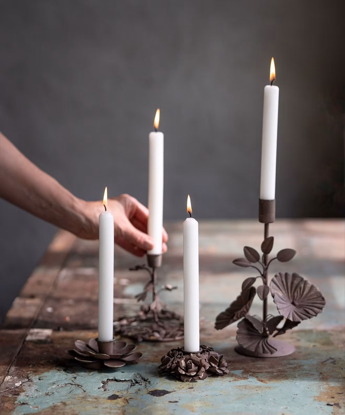 Ljusstake Mirre Floral Brown