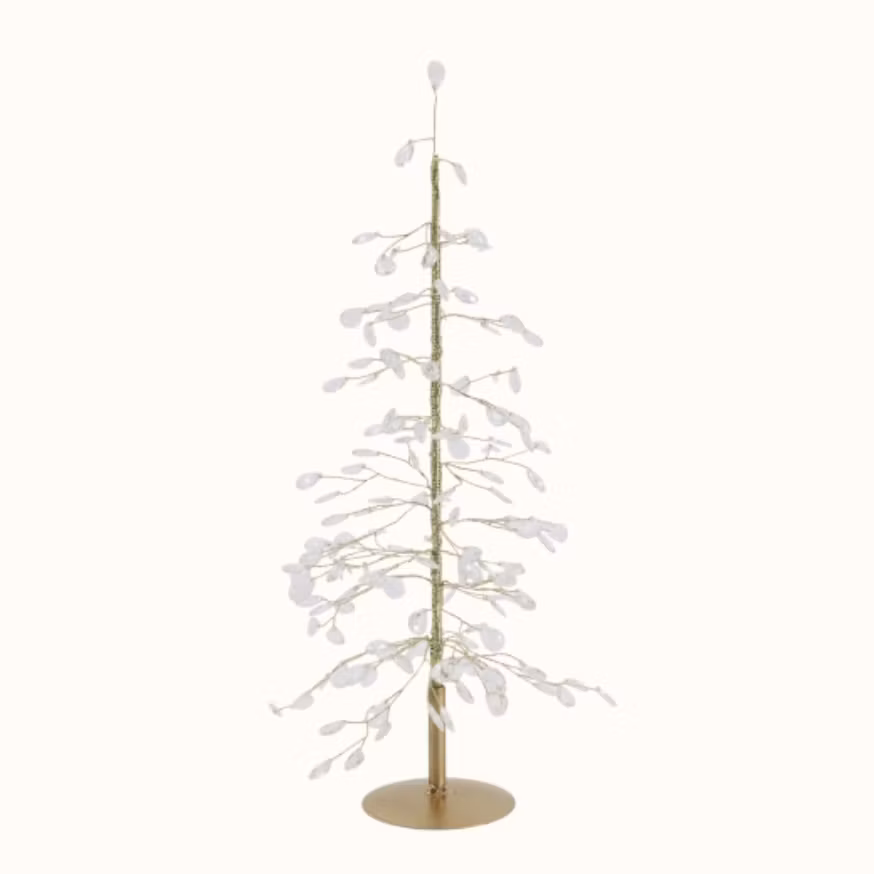 Julegran m. prismor och guldtråd
