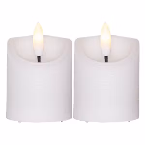 LED Blockljus 2-pack Flamme Rustic ink Batteri