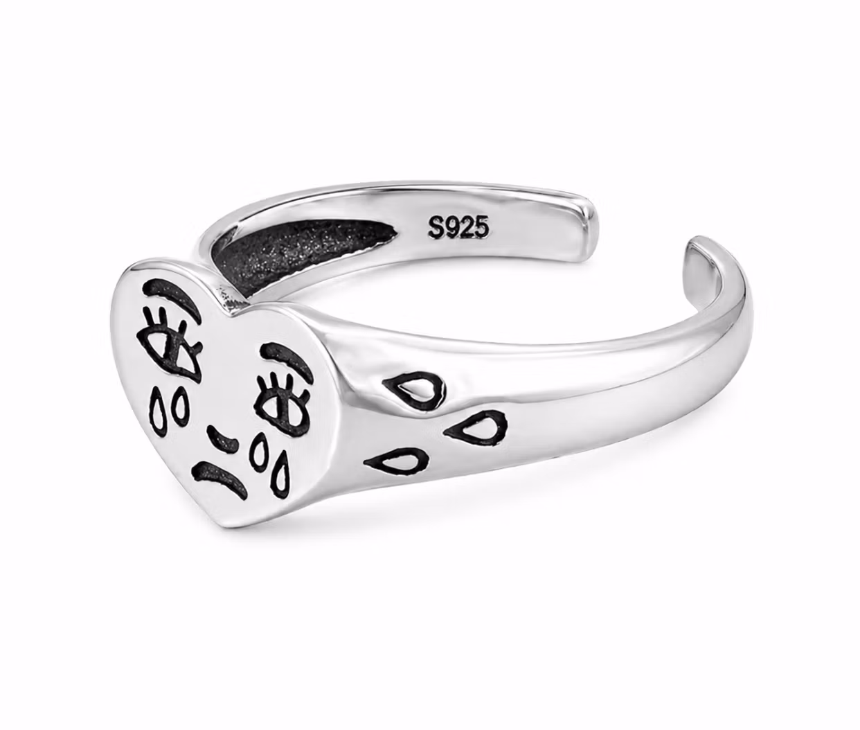 Crying heart ring