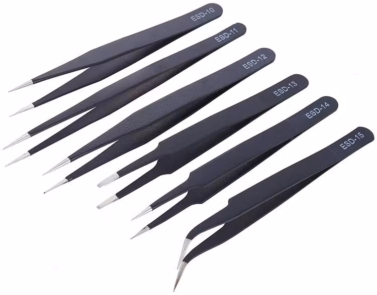 Set/Kit med 6 pincetter (Klocka/urmakeri verktyg)