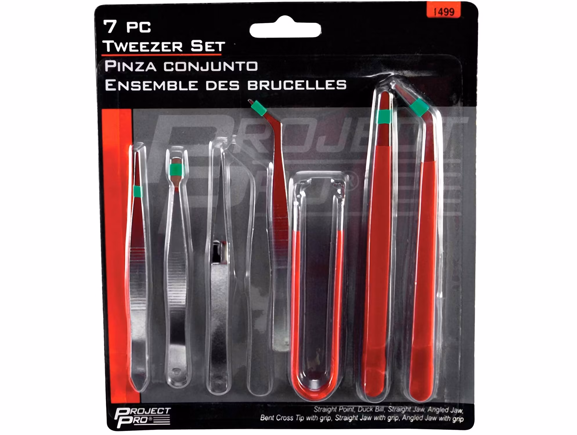 Set: 7 pincetter (Klocka/urmakeri verktyg) Pincett