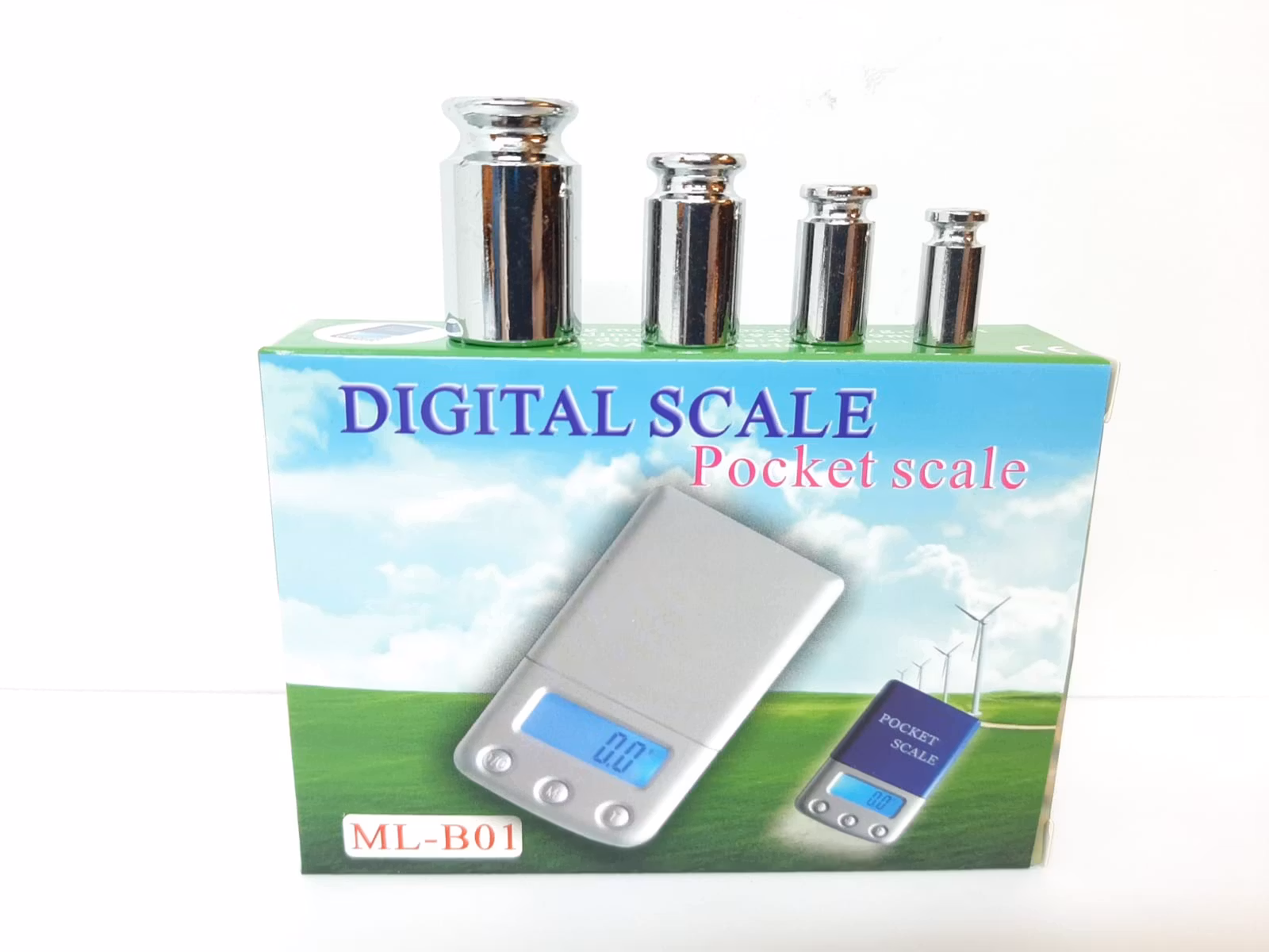Digitalvåg (100 / 0.01 gram) + 4 vikter