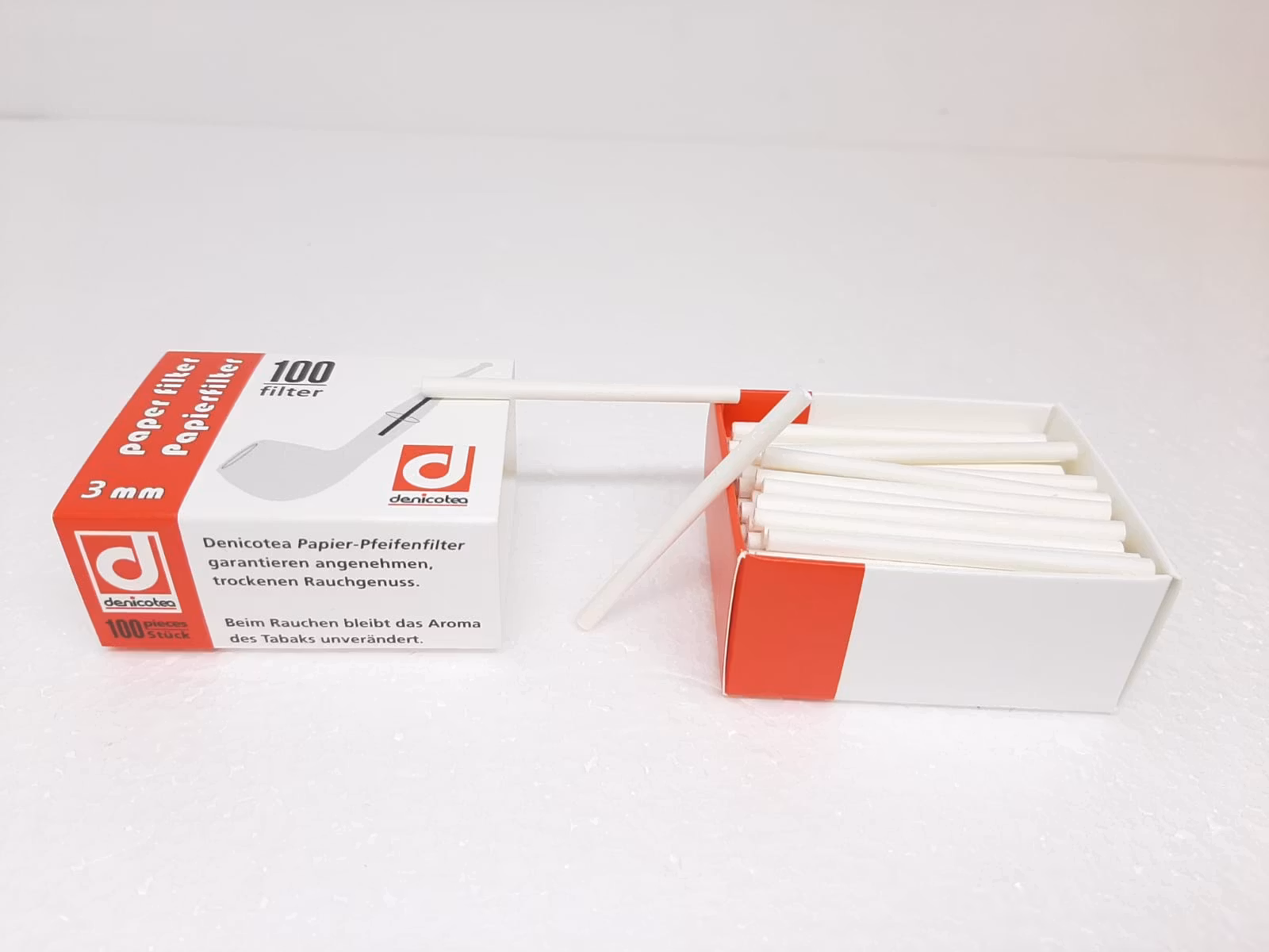 Denicotea Pappersfilter 3mm (1 förpackning X 100 filter)