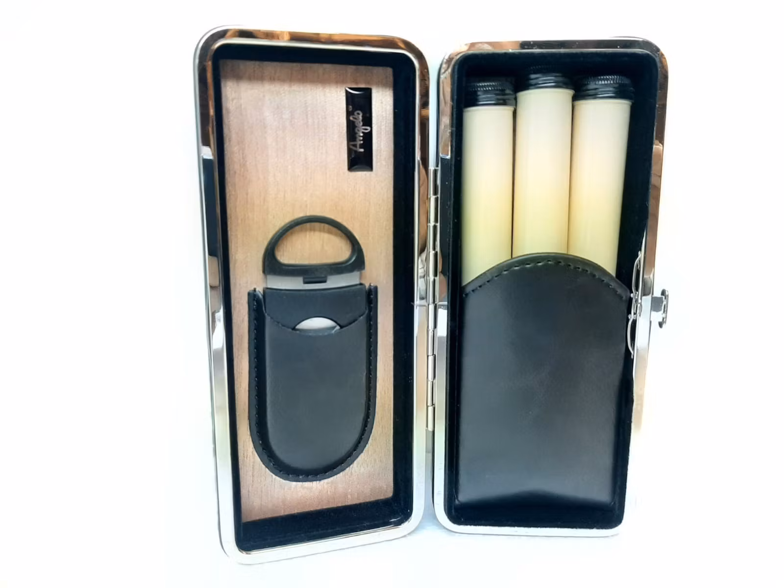 Cigarrfodral / Cigarretui ANGELO (för 3 cigarrer) + tillbehör