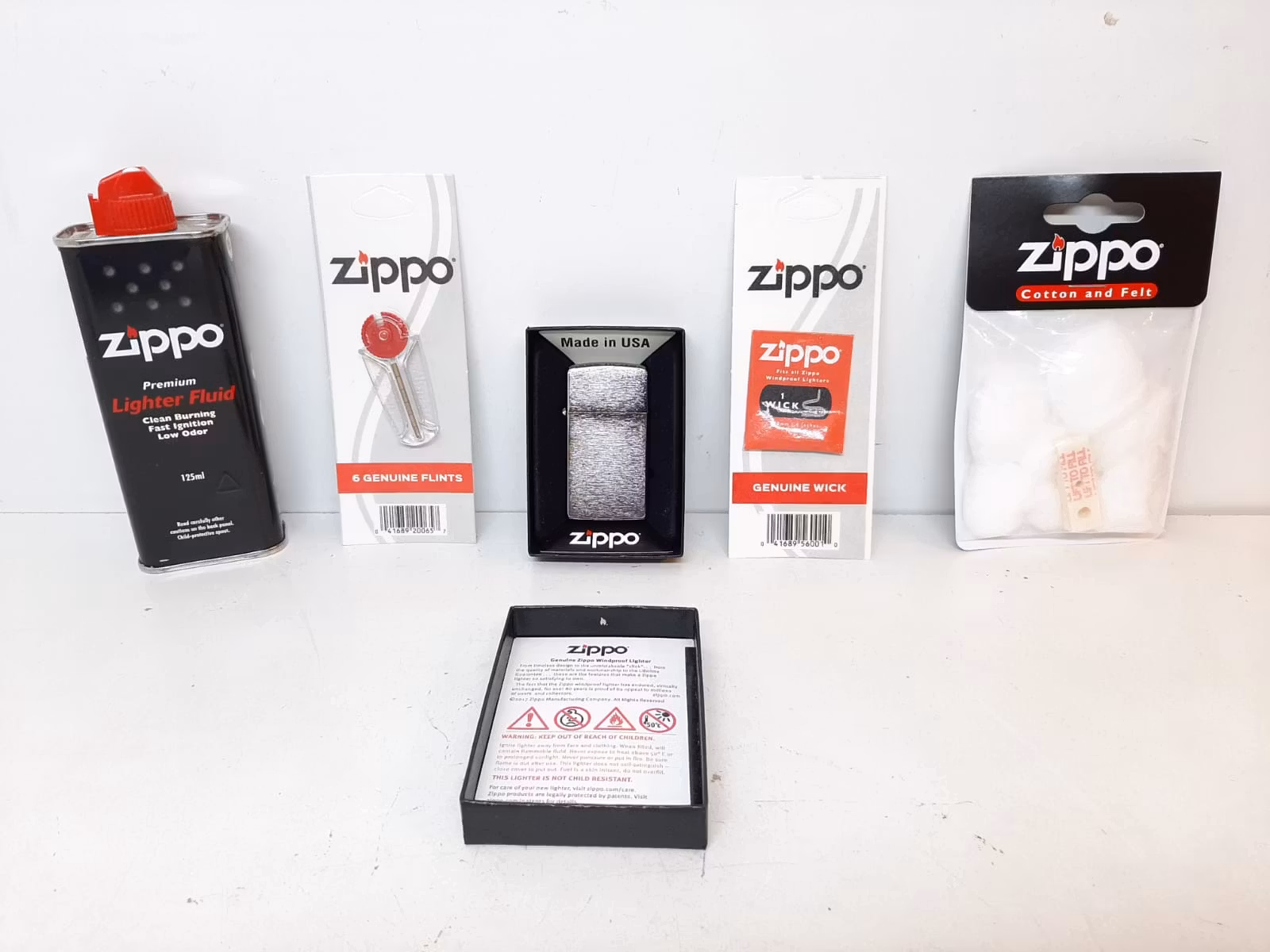Zippotändare SLIM Borstad Matt + tillbehör