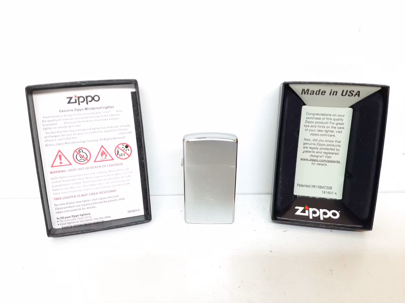 Zippotändare SLIM Borstad Matt + tillbehör