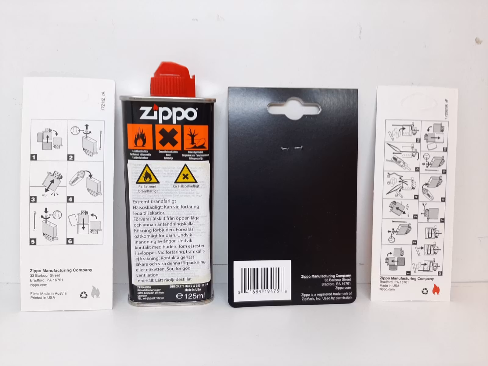 Zippo Tillbehör: Bensin + stift + vekar + bomull