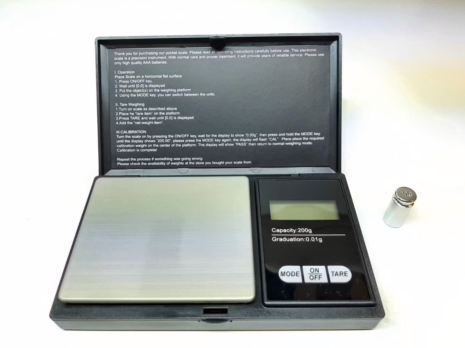 Digitalvåg (200 / 0.01 gram) + Vikt (10 g)
