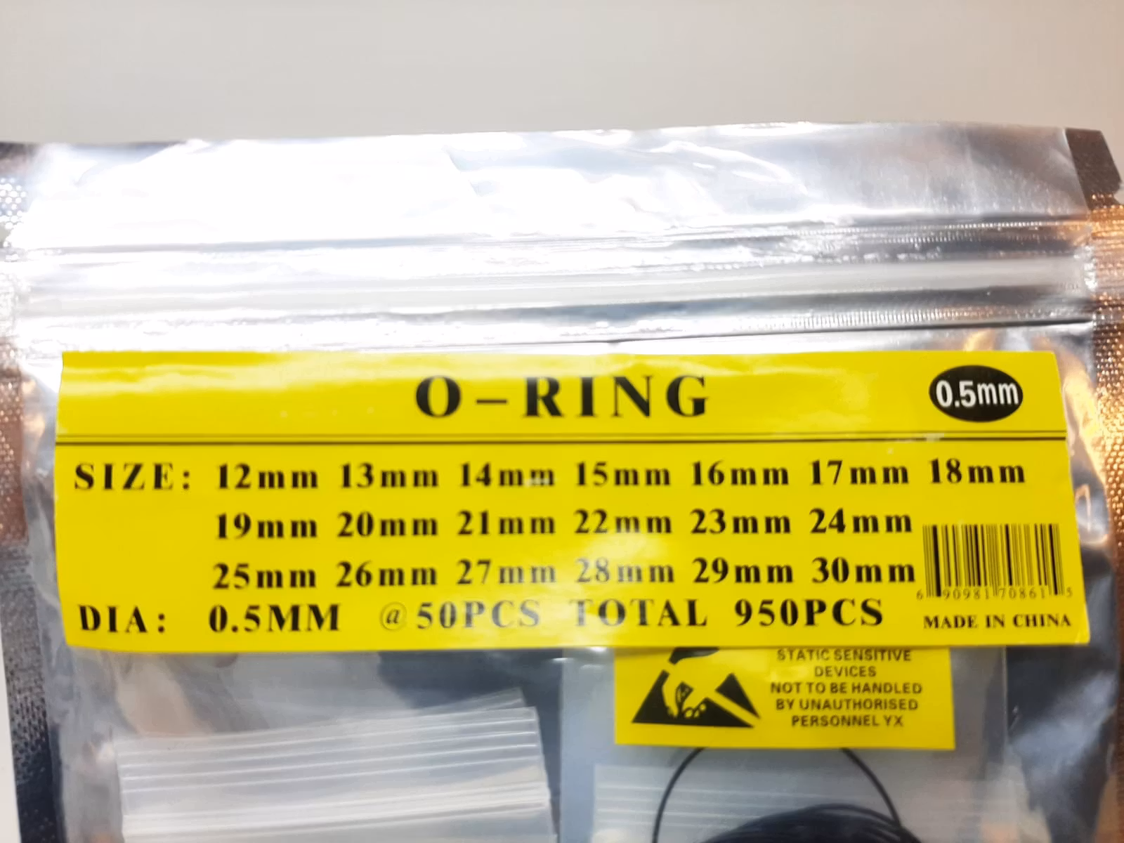 950 st: O-ringar 12-30mm / 0.5 mm (packning / tätning)
