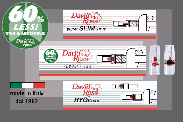 5 paket: DAVID ROSS Filter munstycke (cigarett)