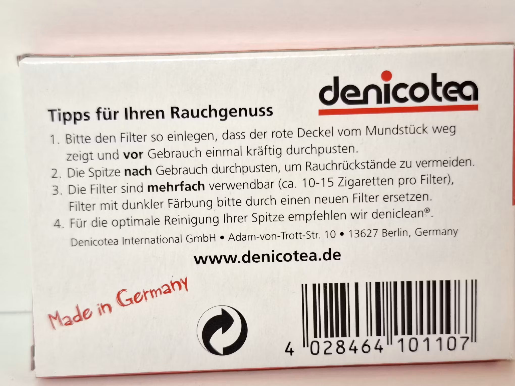 Cigarettmunstycke Denicotea LONG FILTER + 10 Filter