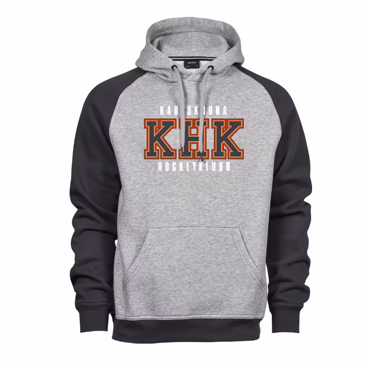 KHK baseball hoodie Sr, grå -text logo