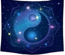 Blå Yin Yang tarot bordsduk väggdekoration