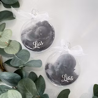 Juleornament med bilde og navn
