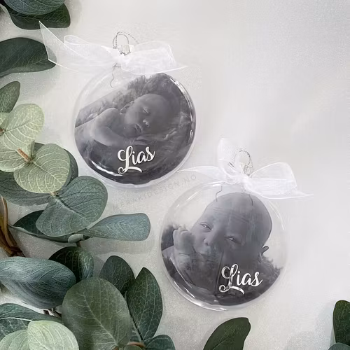 Juleornament med bilde og navn
